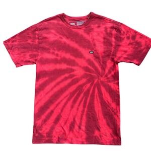 Vans T-Shirt Mens medium Red Tie Dye Excellent Short Sleeve Cotton Logo Tee